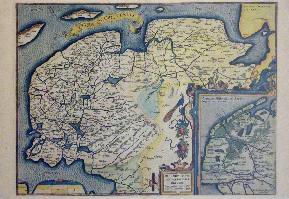 reproductie van een kaart van Frisia Occidentalis (West Friesland) van Sibrandus Leo uit 1579